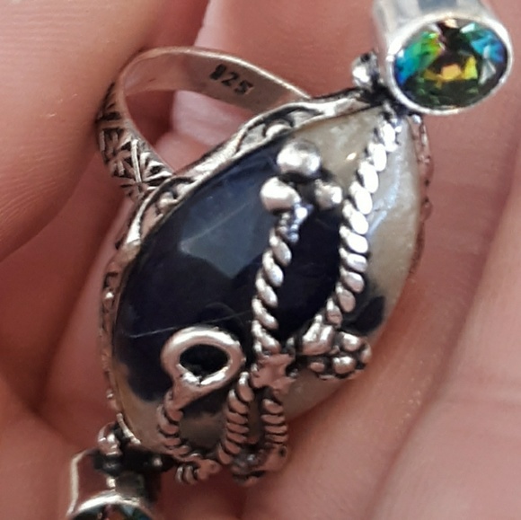 New Sodalite & Mystic Topaz 925 Silver Ring. - Picture 8 of 10